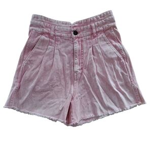 Women's Faherty Rikki Shorts Frayed Hem French Rose 26 Cotton Paperbag Waistband